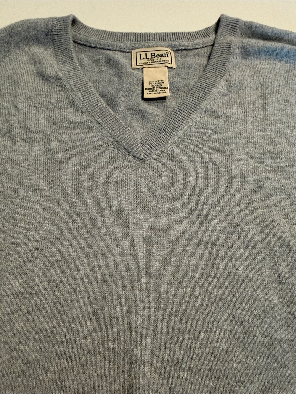 L.L. Bean Men's V-Neck Sweater in Light Gray
